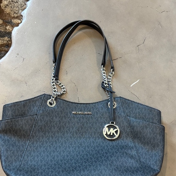Michael Kors Black & Gray Tote with Silver Accents - Picture 5 of 5